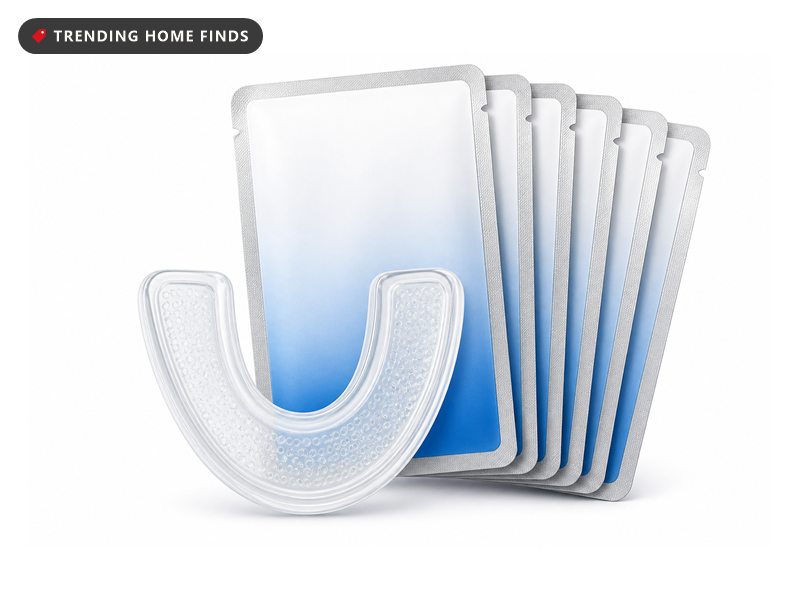 Boca Bella Teeth Whitening U-Wraps box with foil sachets and a clear U-shaped whitening tray