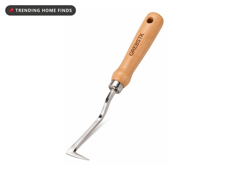 GREBSTK stainless steel crack and crevice weeder with a beech wood handle