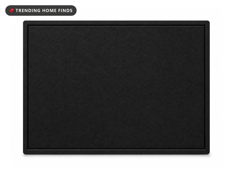 Black felt bulletin board with a thin black frame