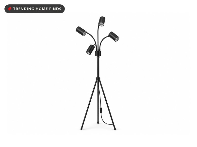 Full-spectrum floor lamp for plants and daylight with an adjustable head, on a white background