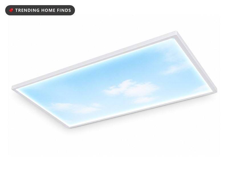 Slim flush-mount smart ceiling light panel, on a white background