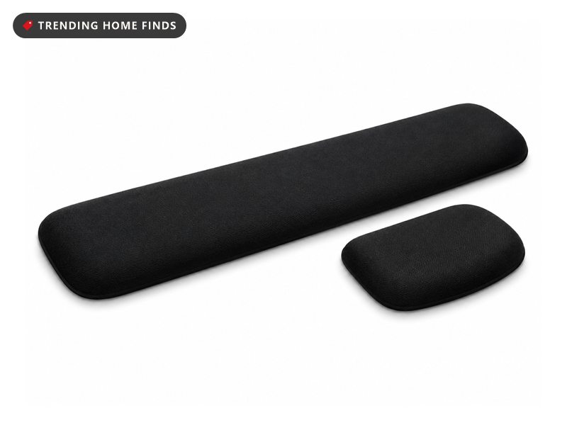 Black memory foam keyboard wrist rest bar with a matching mouse wrist rest