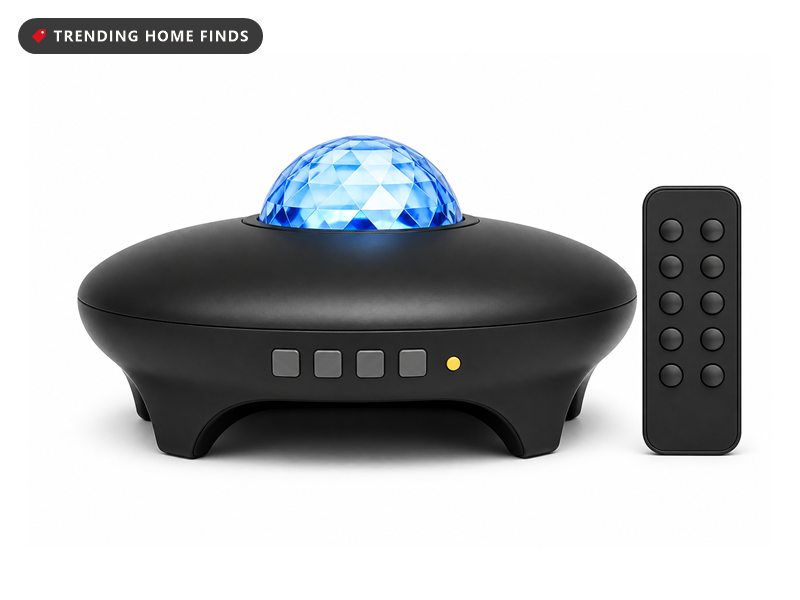 Black aurora star projector with a dome lens and remote control